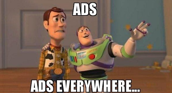 Meme suggesting the over saturation of ads on digital platforms