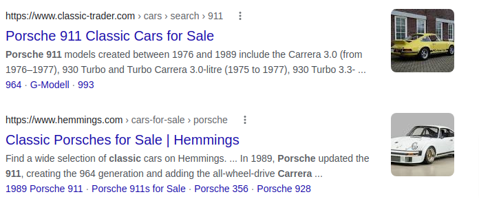porche SERPs