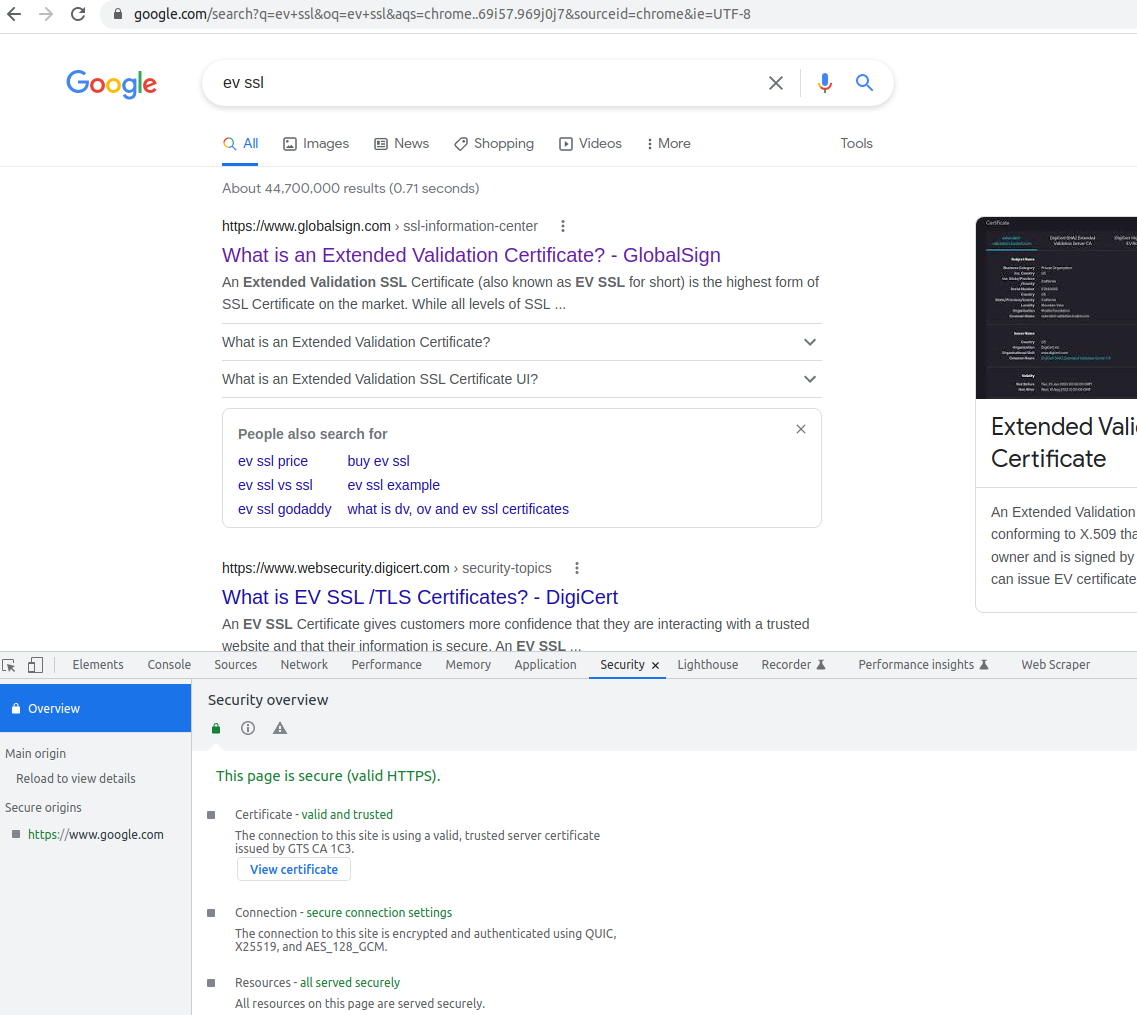 ssl in inspect element