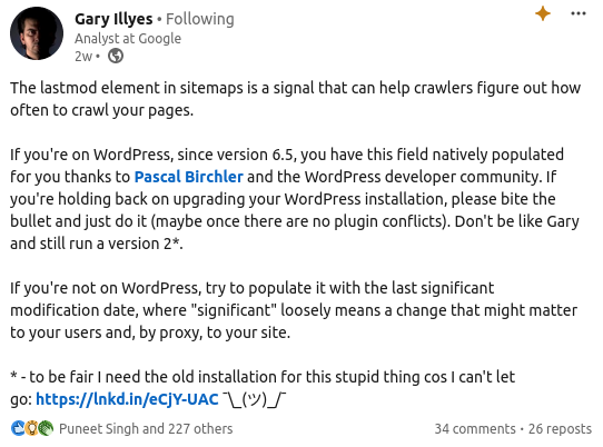 Gary Illyes on Sitemap and Lastmod parameter of sitemaps